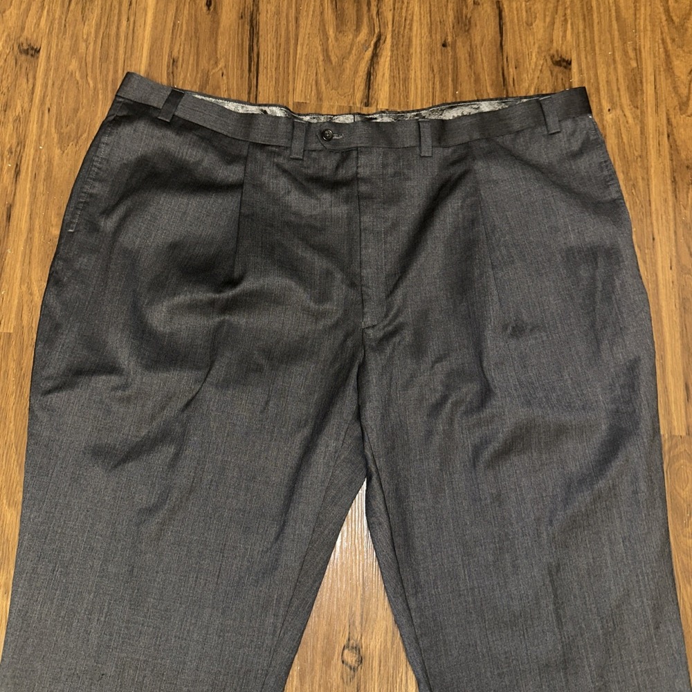 Joseph Abboud Mens Wool Dress Pants Trousers 50R (48x30) Gray Pleated Hemmed